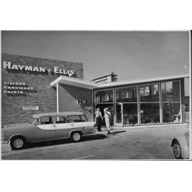 The exterior of the timber and hardware business of Hayman & Ellis, North Manly