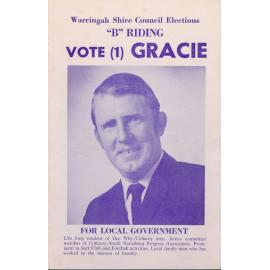 Gavin Gracie, Warringah Shire Council Election flyer