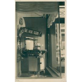 Manly Gas Company Limited showroom window gas cooker display, at 3 Sydney Road, Manly