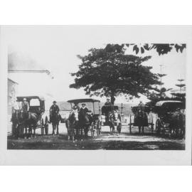 Horse drawn vehicles on the south western end of The Corso, Manly