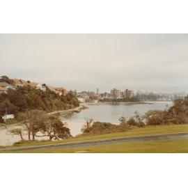 View facing northwest across Shelly Beach and Fairy Bower, to Manly Beach, c1978