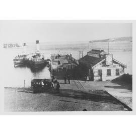 Manly ferries, Emu II, later Brightside, and, Fairlight, alongside Manly Wharf, Manly, c1890