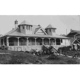 Manly Grammar School entrance showing students, Manly, c1930s to c1940s