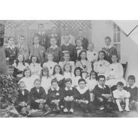 Class photo of pupils at Manly Grammar School, at 82 North Steyne, Manly, 1904 to 1908