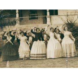 Group portrait of drama students at Manly Grammar School, Montagu House, Manly, mid c1930s