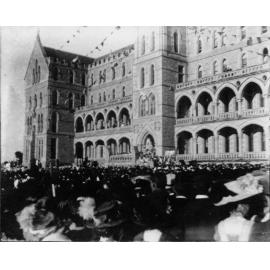 Crowds gathered outside St Patrick's College, Manly, early 20th Century