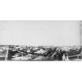 View east to North Steyne, showing Norfolk Island pines, Manly, 1920