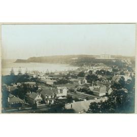 View southeast from Kangaroo Hill showing the first Catholic Church, Manly, 1892