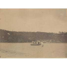 View north from The Spit, showing a steam punt, 1897