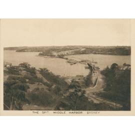 Elevated view facing south over The Spit Bridge, Middle Harbour, Seaforth, c1920s