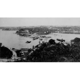 A steam punt crossing Middle Harbour, Seaforth, c1900s
