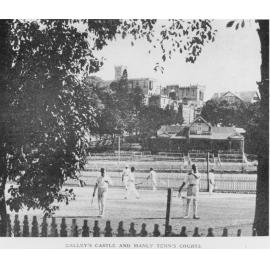 Tennis matches in progress on the Manly Tennis Courts, Manly, c1910