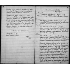 Manly Council Historical Minutes between 25 April 1893 to 10 April 1894