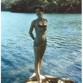 Margaret Pilgrim wearing a swimming costume, McCarrs Creek West