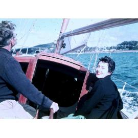 Margaret and Ron Pilgrim onboard their yacht 'Kaiyu' Pittwater