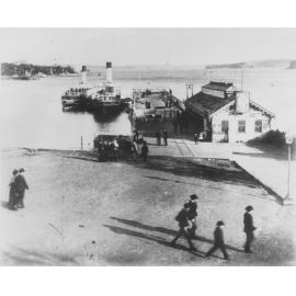 Manly ferries, Emu II, later Brightside, and, Fairlight, alongside Manly Wharf, Manly Cove, c1890