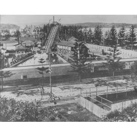 Water chute and man made lake, South Steyne and Ashburner Street, Manly, c 1904