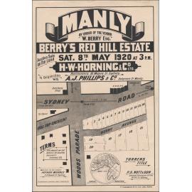 Berry's Red Hill Estate, Manly, 1920: Subdivision Plan