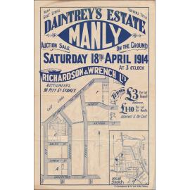 Daintrey's Estate, Manly, 18 April 1914: Subdivision Plan