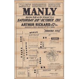 Manly Heights Estate, Manly, 28 October 1911: Subdivision Plan