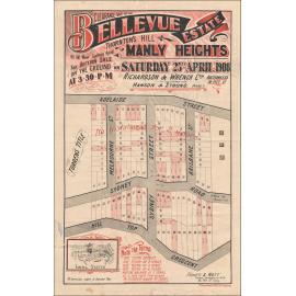 Bellevue Estate, Manly Heights, 25 April 1908: Subdivision Plan