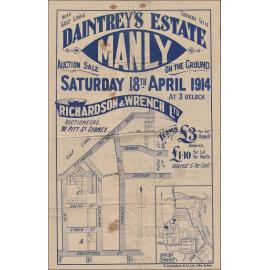 Daintrey's Estate, Manly, near golf links, 18 April 1914: Subdivision Plan