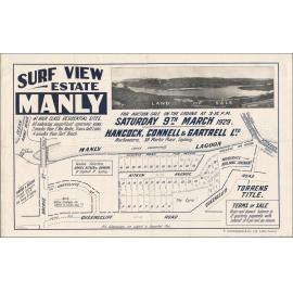 Surf View Estate, Manly, 9 March 1929: Subdivision Plan