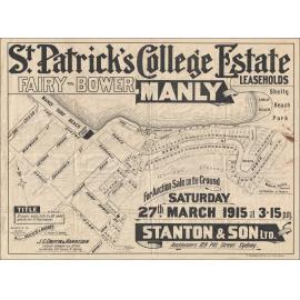 St Patrick's College Estate, Manly, 27 March 1915: Subdividion Plan