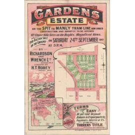 Gardens Estate, Balgowlah, September 1910: Subdivision Plan