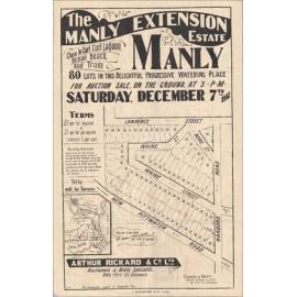 Manly Extension Estate, near Curl Curl Lagoon, Manly, 1907: Subdivision Plan