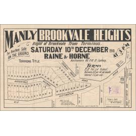 Brookvale Heights, Manly, 1910: Subdivision Plan