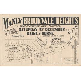 Brookvale Heights, Manly, 10 December 1910: Subdivision Plan