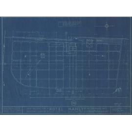 Hotel Manly technical drawing blueprints 1923, Basement Floor Plan, 4 of 9