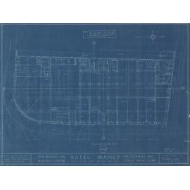 Hotel Manly technical drawing blueprints 1923, Ground Floor Plan, 5 of 9
