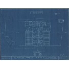 Hotel Manly technical drawing blueprints 1923, Second Floor Plan, 8 of 9