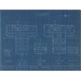 Hotel Manly technical drawing blueprints 1923, Fourth to Seventh Floor Plan, 9 of 9