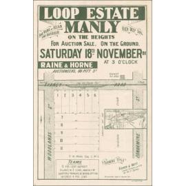 Loop Estate, Manly, 1911: Subdivision Plan
