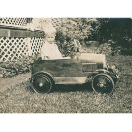 Ken Carter and his speed car, Church Point.