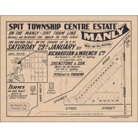 Spit Town Centre Estate, Manly, 1921: Subdivision Plan