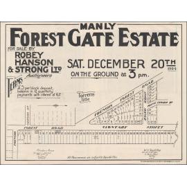 Forest Gate Estate, Manly, 1924: Subdivision Plan