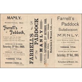 Farrell's Paddock Estate, Manly, 1905: Subdivision Plan Auction Program