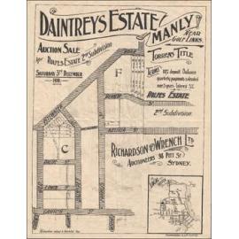 Daintrey's Estate, Manly, 3 December 1910: Subdivision Plan