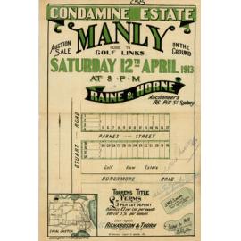 Condamine Estate, Manly, 1913: Subdivision plan
