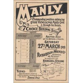 Manly Building Sites, Manly, 1909: Subdivision Plan