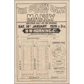 The Golden Dawn Estate, Manly, 10 January 1920: Subdivision Plan