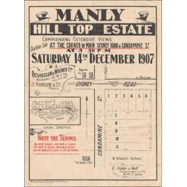 Hill Top Estate, Manly, December, 1907: Subdivision Plan