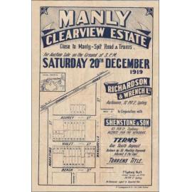 Clearview Estate, Manly, 1919: Subdivision Plan