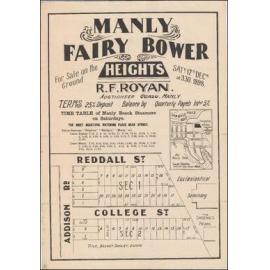 Fairy Bower Heights, Manly, 1898: Subdivision Plan