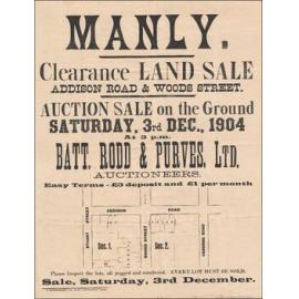 Clearance Land Sale, Manly, 1904: Subdivision Plan