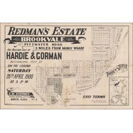 Redman's Estate, Brookvale, 1900: Subdivision Plan